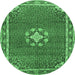 Round Medallion Emerald Green Traditional Rug, tr547emgrn