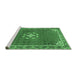 Sideview of Machine Washable Medallion Emerald Green Traditional Area Rugs, wshtr547emgrn