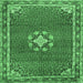 Square Machine Washable Medallion Emerald Green Traditional Area Rugs, wshtr547emgrn