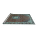 Sideview of Machine Washable Medallion Light Blue Traditional Rug, wshtr547lblu