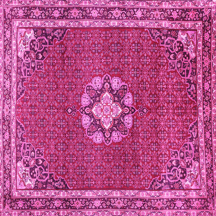 Square Machine Washable Medallion Pink Traditional Rug, wshtr547pnk