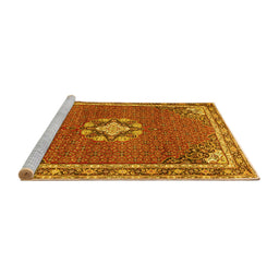 Sideview of Machine Washable Medallion Yellow Traditional Rug, wshtr547yw