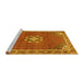 Sideview of Machine Washable Medallion Yellow Traditional Rug, wshtr547yw