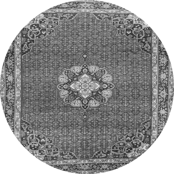 Machine Washable Medallion Gray Traditional Rug, wshtr547gry