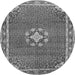Machine Washable Medallion Gray Traditional Rug, wshtr547gry