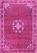 Machine Washable Medallion Pink Traditional Rug, wshtr547pnk