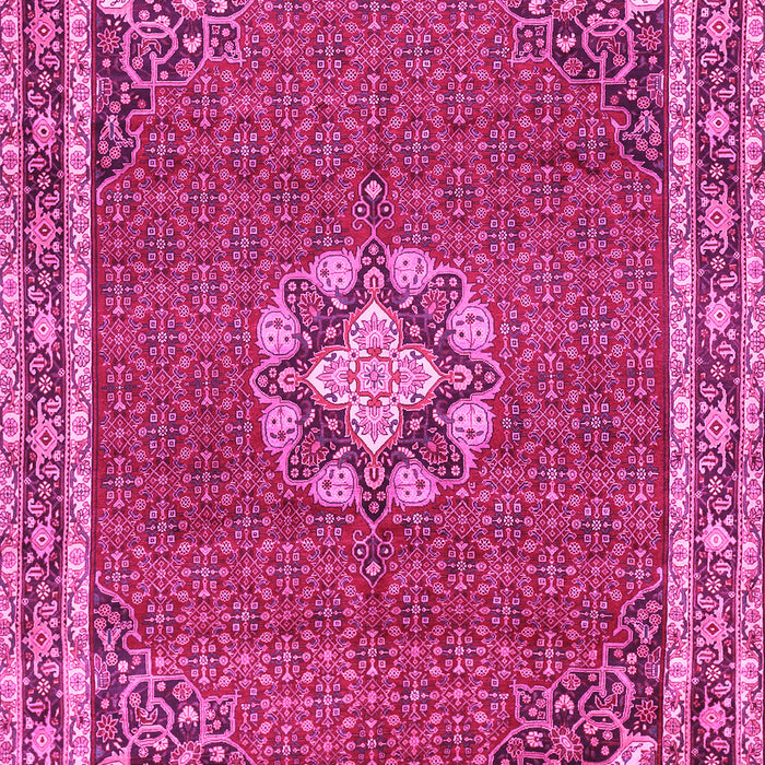 Machine Washable Medallion Pink Traditional Rug, wshtr547pnk