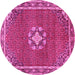 Round Medallion Pink Traditional Rug, tr547pnk