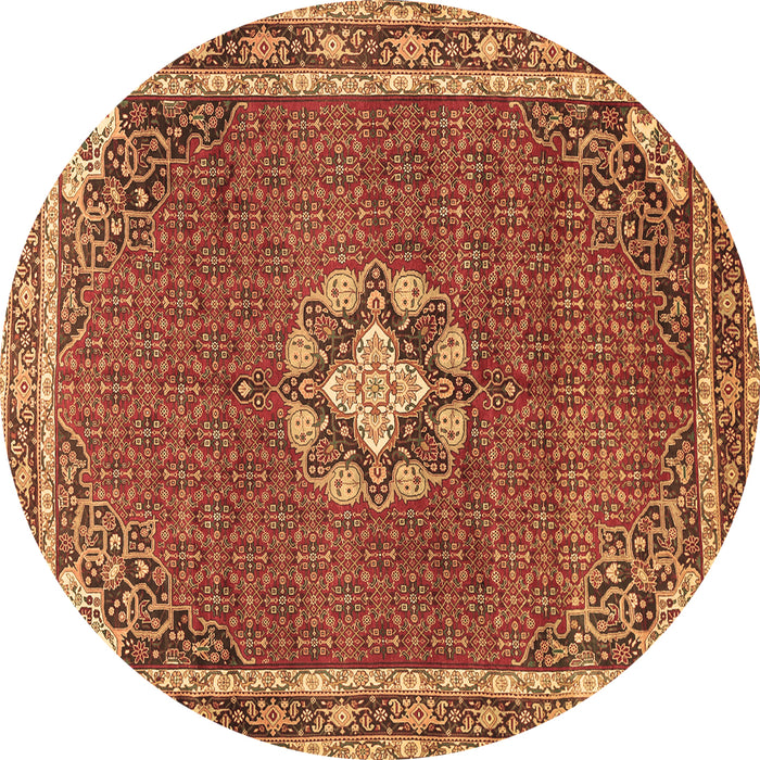 Round Machine Washable Medallion Brown Traditional Rug, wshtr547brn