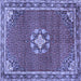 Square Medallion Blue Traditional Rug, tr547blu