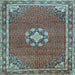 Square Medallion Light Blue Traditional Rug, tr547lblu