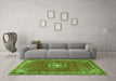 Machine Washable Medallion Green Traditional Area Rugs in a Living Room,, wshtr547grn