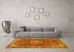 Machine Washable Medallion Yellow Traditional Rug in a Living Room, wshtr547yw