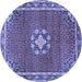 Round Medallion Blue Traditional Rug, tr547blu