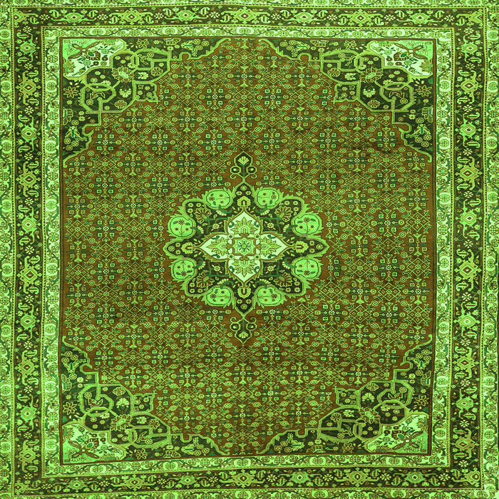 Serging Thickness of Medallion Green Traditional Rug, tr547grn