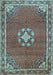 Machine Washable Medallion Light Blue Traditional Rug, wshtr547lblu