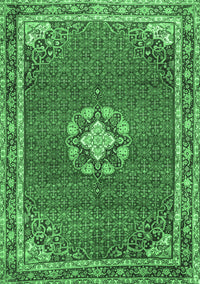 Medallion Emerald Green Traditional Rug, tr547emgrn