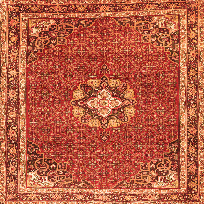 Serging Thickness of Medallion Orange Traditional Rug, tr547org