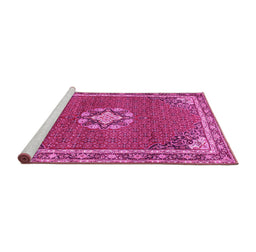 Sideview of Machine Washable Medallion Pink Traditional Rug, wshtr547pnk