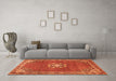 Machine Washable Medallion Orange Traditional Area Rugs in a Living Room, wshtr547org