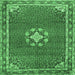 Square Medallion Emerald Green Traditional Rug, tr547emgrn