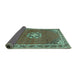 Sideview of Medallion Turquoise Traditional Rug, tr547turq