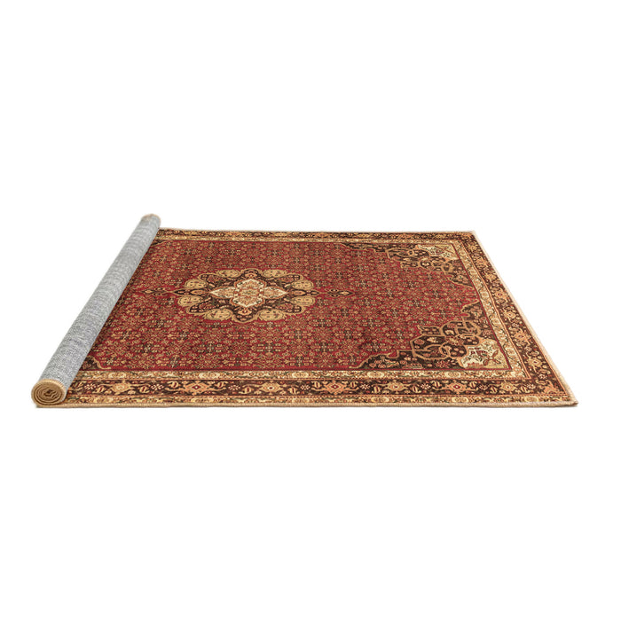 Sideview of Machine Washable Medallion Brown Traditional Rug, wshtr547brn