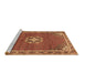 Sideview of Machine Washable Medallion Brown Traditional Rug, wshtr547brn