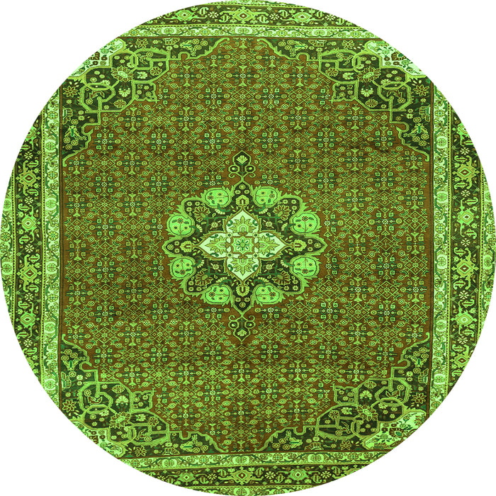 Square Medallion Green Traditional Rug, tr547grn