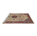 Sideview of Machine Washable Traditional Brown Red Rug, wshtr548