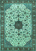 Medallion Turquoise Traditional Rug, tr548turq