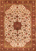 Serging Thickness of Machine Washable Medallion Orange Traditional Area Rugs, wshtr548org