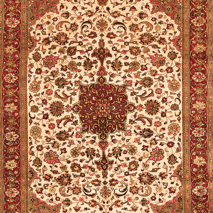 Serging Thickness of Machine Washable Medallion Orange Traditional Area Rugs, wshtr548org