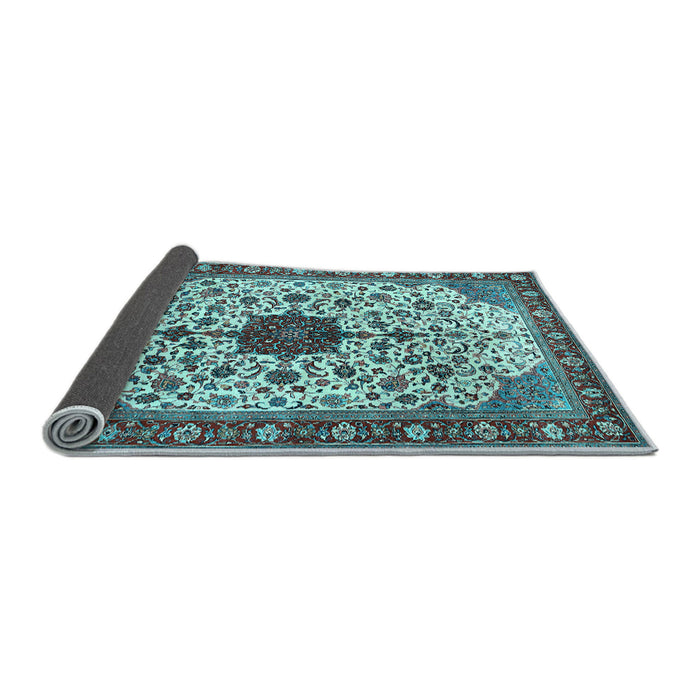 Sideview of Medallion Light Blue Traditional Rug, tr548lblu