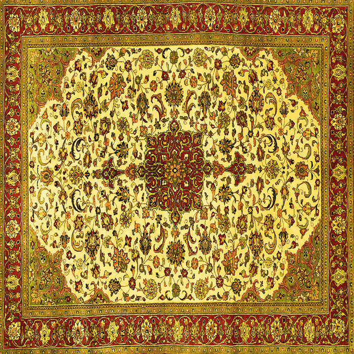 Square Medallion Yellow Traditional Rug, tr548yw