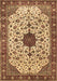 Machine Washable Medallion Brown Traditional Rug, wshtr548brn