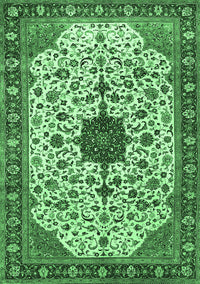 Medallion Emerald Green Traditional Rug, tr548emgrn