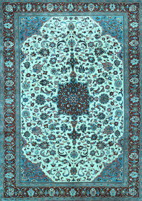 Medallion Light Blue Traditional Rug, tr548lblu