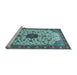 Sideview of Machine Washable Medallion Light Blue Traditional Rug, wshtr548lblu