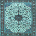 Square Medallion Light Blue Traditional Rug, tr548lblu