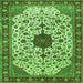 Round Machine Washable Medallion Green Traditional Area Rugs, wshtr548grn