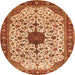 Machine Washable Medallion Orange Traditional Area Rugs, wshtr548org