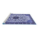 Sideview of Machine Washable Medallion Blue Traditional Rug, wshtr548blu