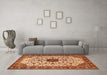 Machine Washable Medallion Orange Traditional Area Rugs in a Living Room, wshtr548org