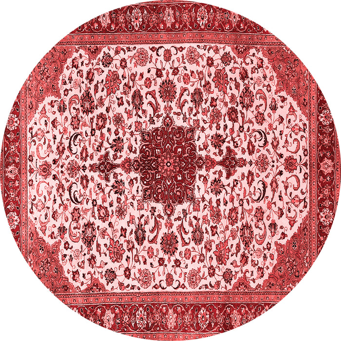 Machine Washable Medallion Red Traditional Rug, wshtr548red