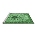 Sideview of Machine Washable Medallion Emerald Green Traditional Area Rugs, wshtr548emgrn