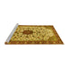 Sideview of Machine Washable Medallion Yellow Traditional Rug, wshtr548yw