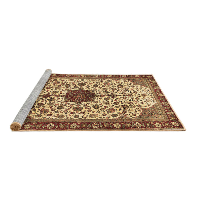 Sideview of Machine Washable Medallion Brown Traditional Rug, wshtr548brn