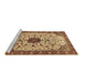 Sideview of Machine Washable Medallion Brown Traditional Rug, wshtr548brn