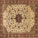 Square Medallion Brown Traditional Rug, tr548brn
